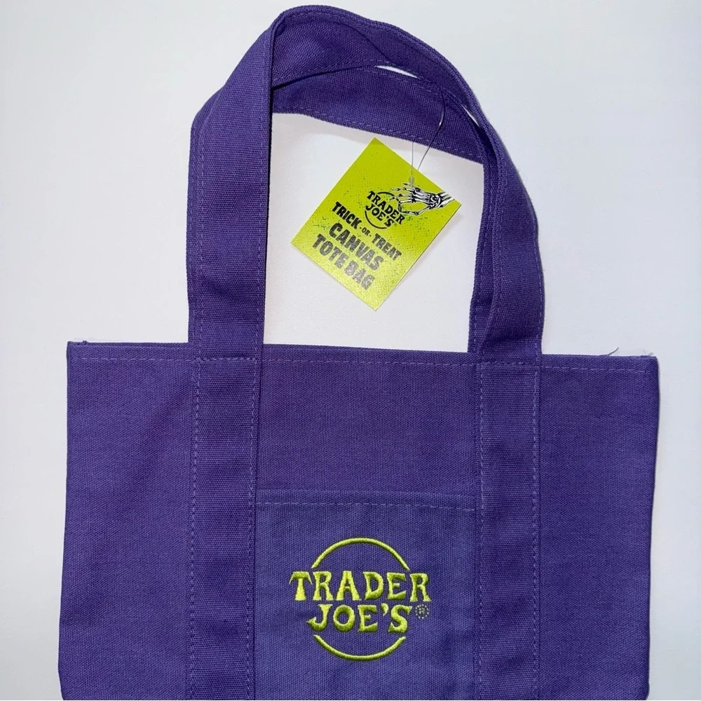 Trader Joe's Mini Purple Canvas Tote Bag - Halloween Collention - Picture 3 of 3